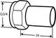 Anschlussverschraubung mit glattem Ende, geeignet für STADA, dargestellt in technisch präziser Zeichnung. Hersteller: IMI Hydronic Engineering.